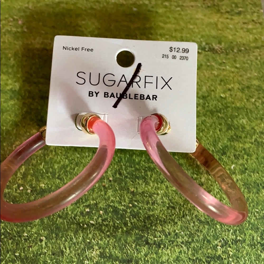 New Sugar fix Pink 2” lucite hoop earrings